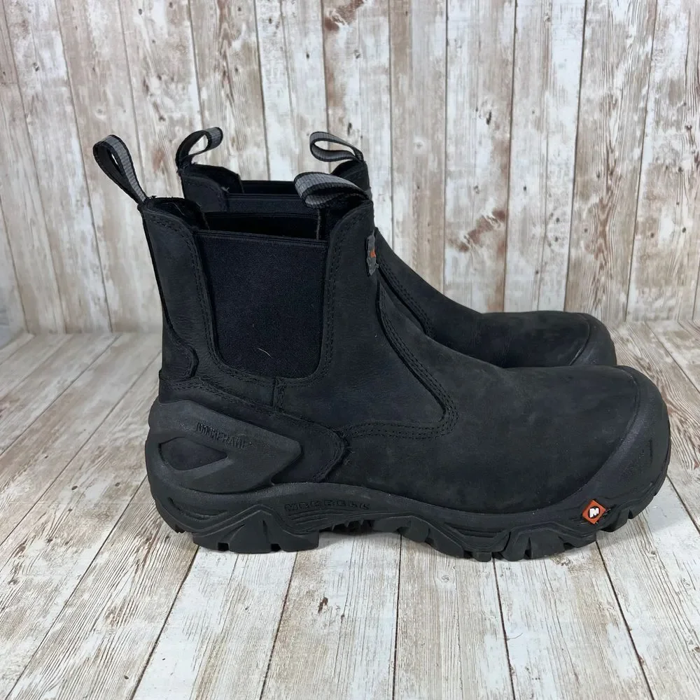 Merrell steel toe Black Waterproof Work Boots Safety Toe Slip Resistant Mens 9.5